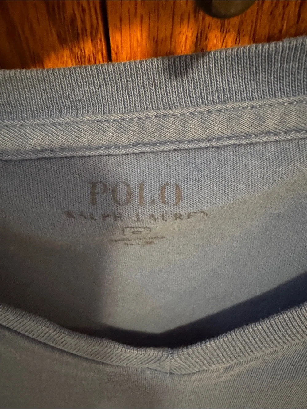 Polo by Ralph Lauren Blue V‑Neck Tee with Pink Pony